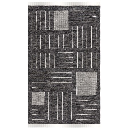 Safavieh 8 x 10 ft. Kilim Hand Woven Rectangle Area Rug Black & Ivory KLM326Z-8